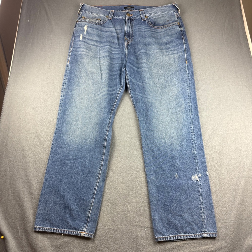 True Religion Bobby Jeans Men's 36 (Fits 42x33) Blue Relaxed Baggy Y2K Whiskered